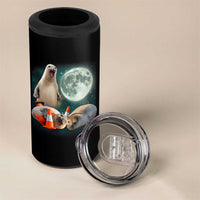 Funny Neil The Seal Howling at Moon 90s Retro 4 in 1 Can Cooler Tumbler