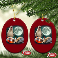 Funny Neil The Seal Howling at Moon 90s Retro Ceramic Ornament