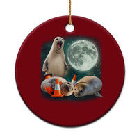 Funny Neil The Seal Howling at Moon 90s Retro Ceramic Ornament