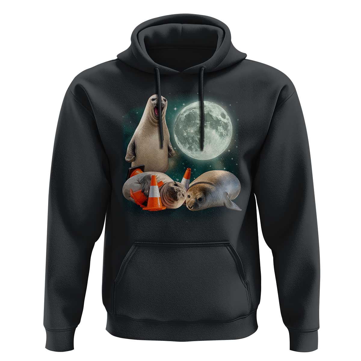 Funny Neil The Seal Howling at Moon 90s Retro Hoodie