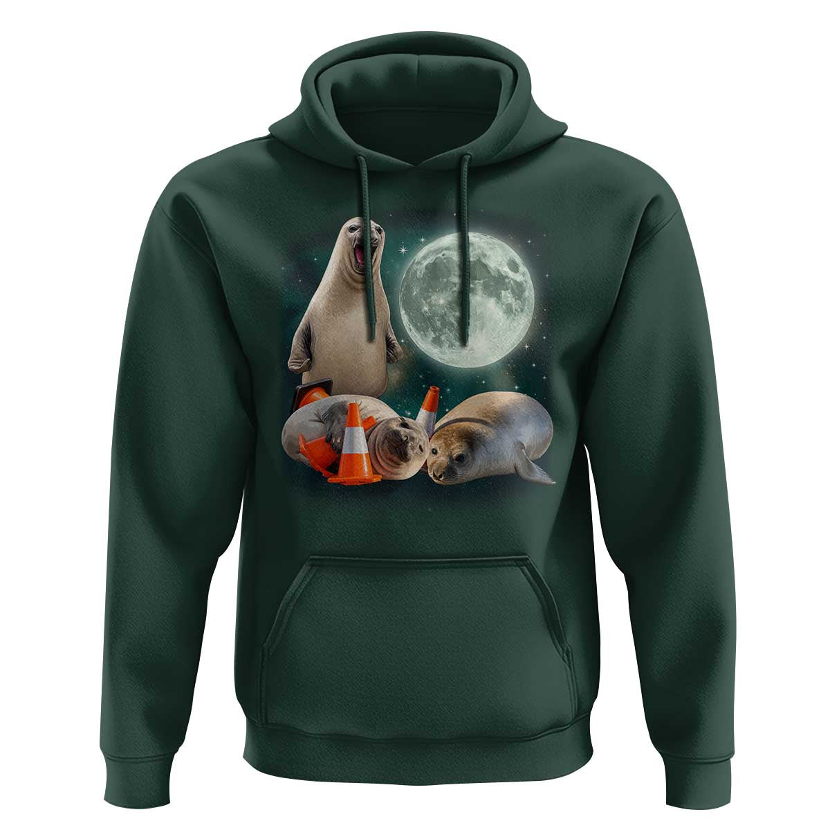 Funny Neil The Seal Howling at Moon 90s Retro Hoodie