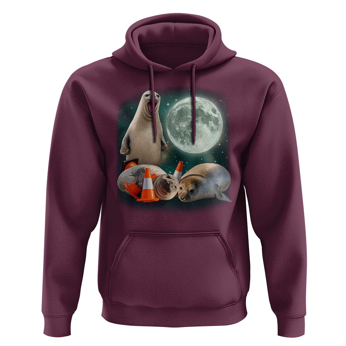 Funny Neil The Seal Howling at Moon 90s Retro Hoodie
