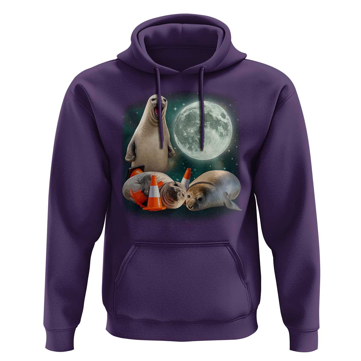 Funny Neil The Seal Howling at Moon 90s Retro Hoodie