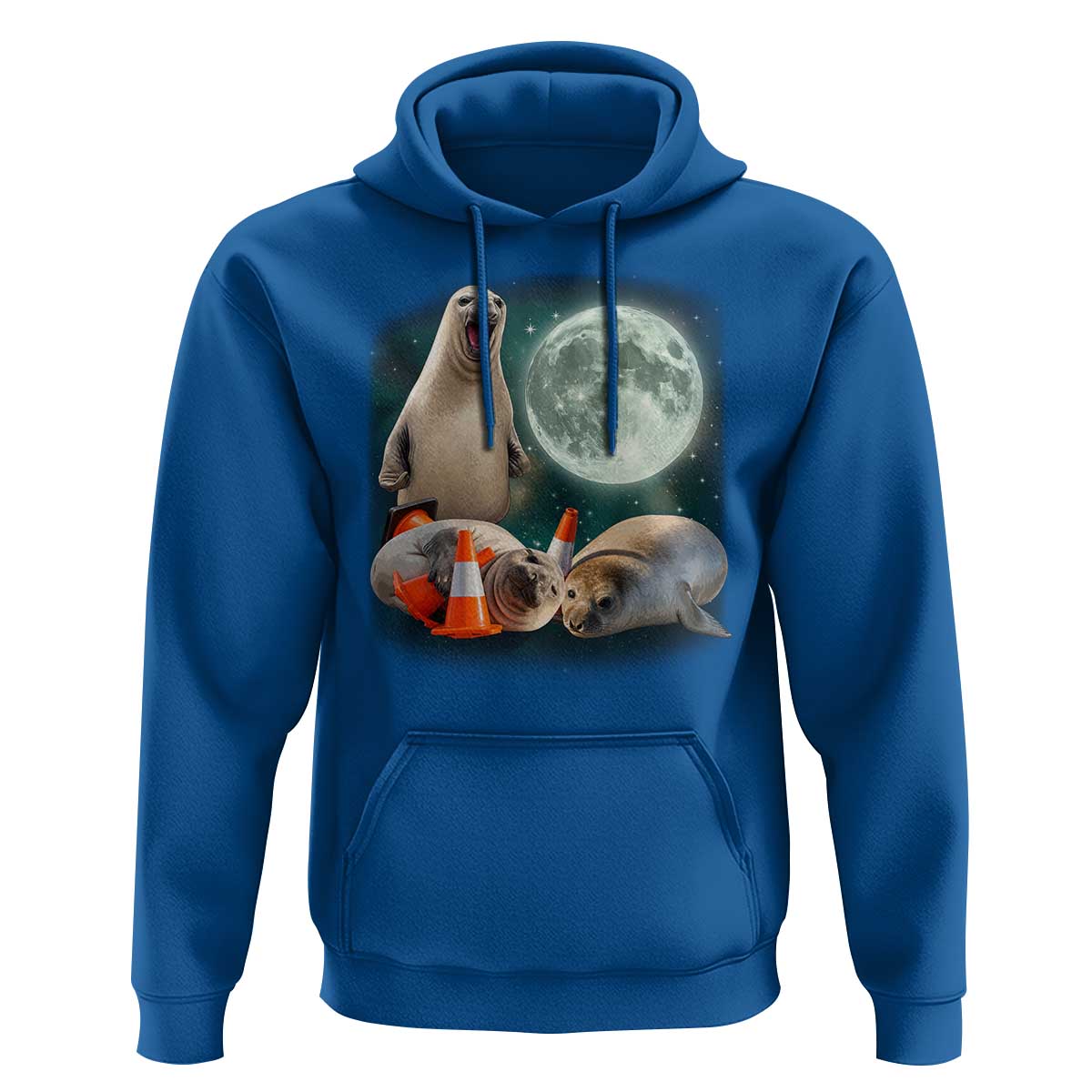 Funny Neil The Seal Howling at Moon 90s Retro Hoodie