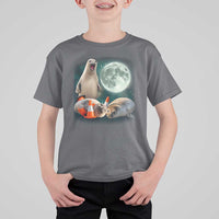 Funny Neil The Seal Howling at Moon 90s Retro T Shirt For Kid