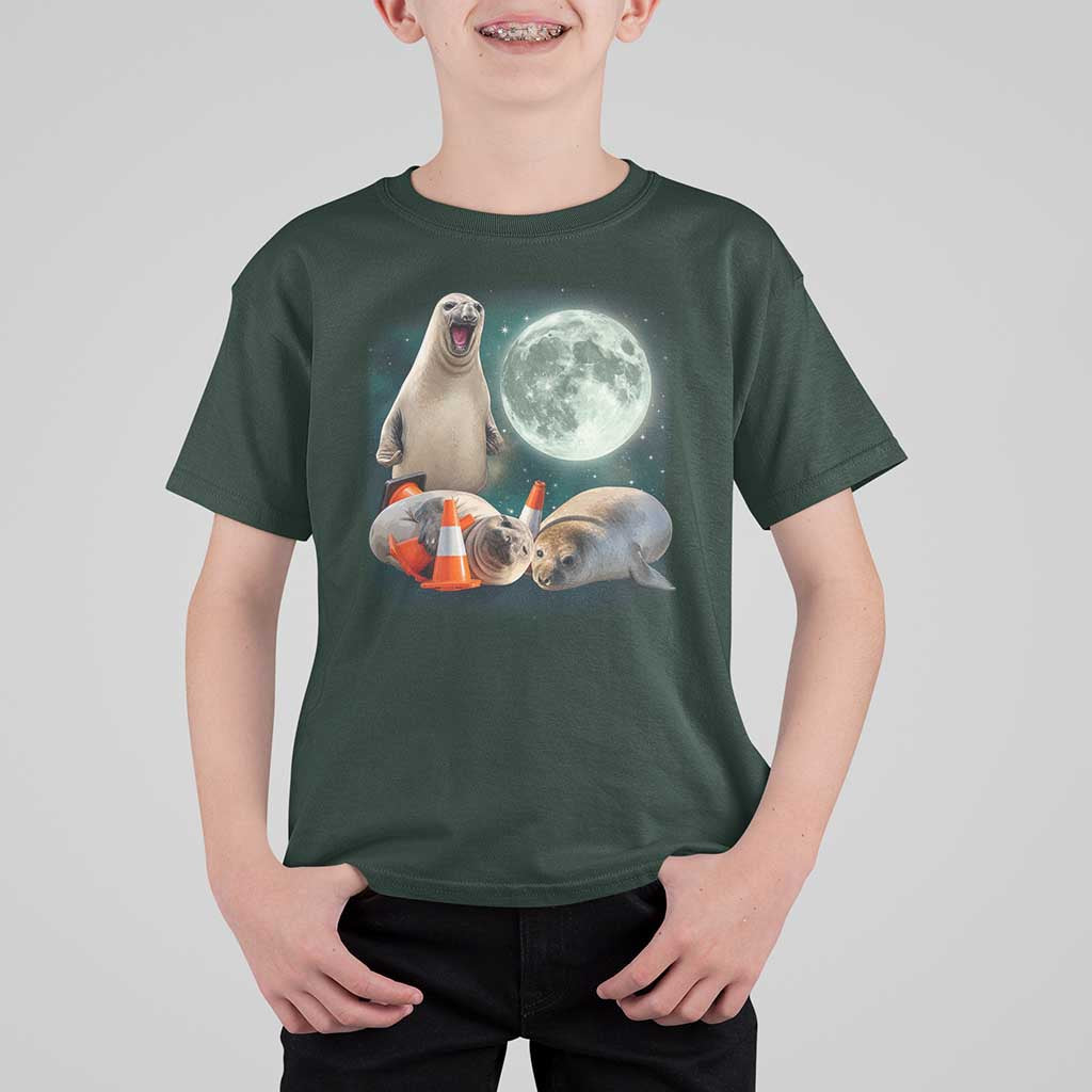 Funny Neil The Seal Howling at Moon 90s Retro T Shirt For Kid
