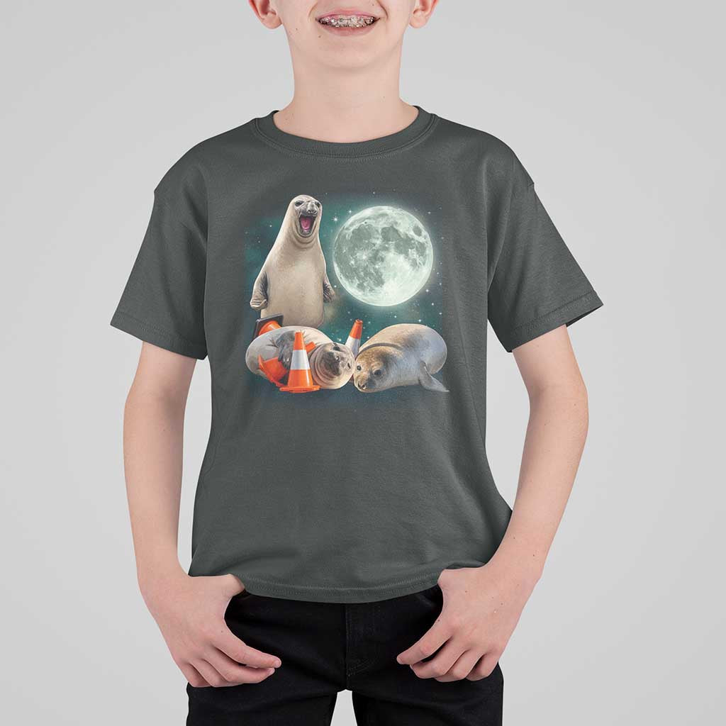 Funny Neil The Seal Howling at Moon 90s Retro T Shirt For Kid