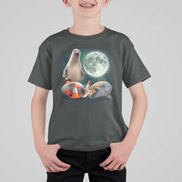 Funny Neil The Seal Howling at Moon 90s Retro T Shirt For Kid