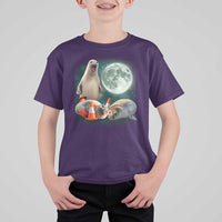 Funny Neil The Seal Howling at Moon 90s Retro T Shirt For Kid