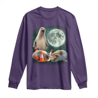 Funny Neil The Seal Howling at Moon 90s Retro Long Sleeve Shirt
