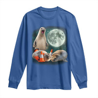 Funny Neil The Seal Howling at Moon 90s Retro Long Sleeve Shirt