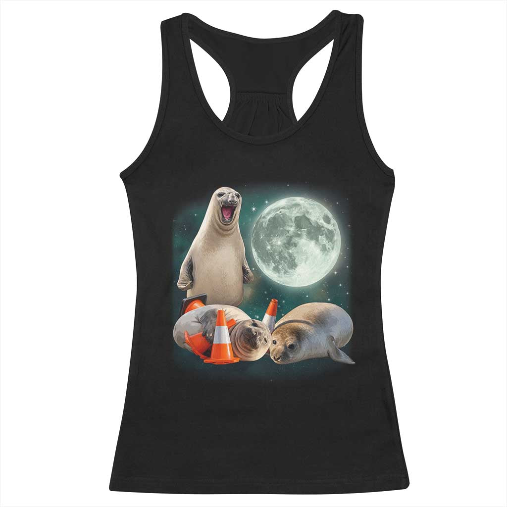 Funny Neil The Seal Howling at Moon 90s Retro Racerback Tank Top