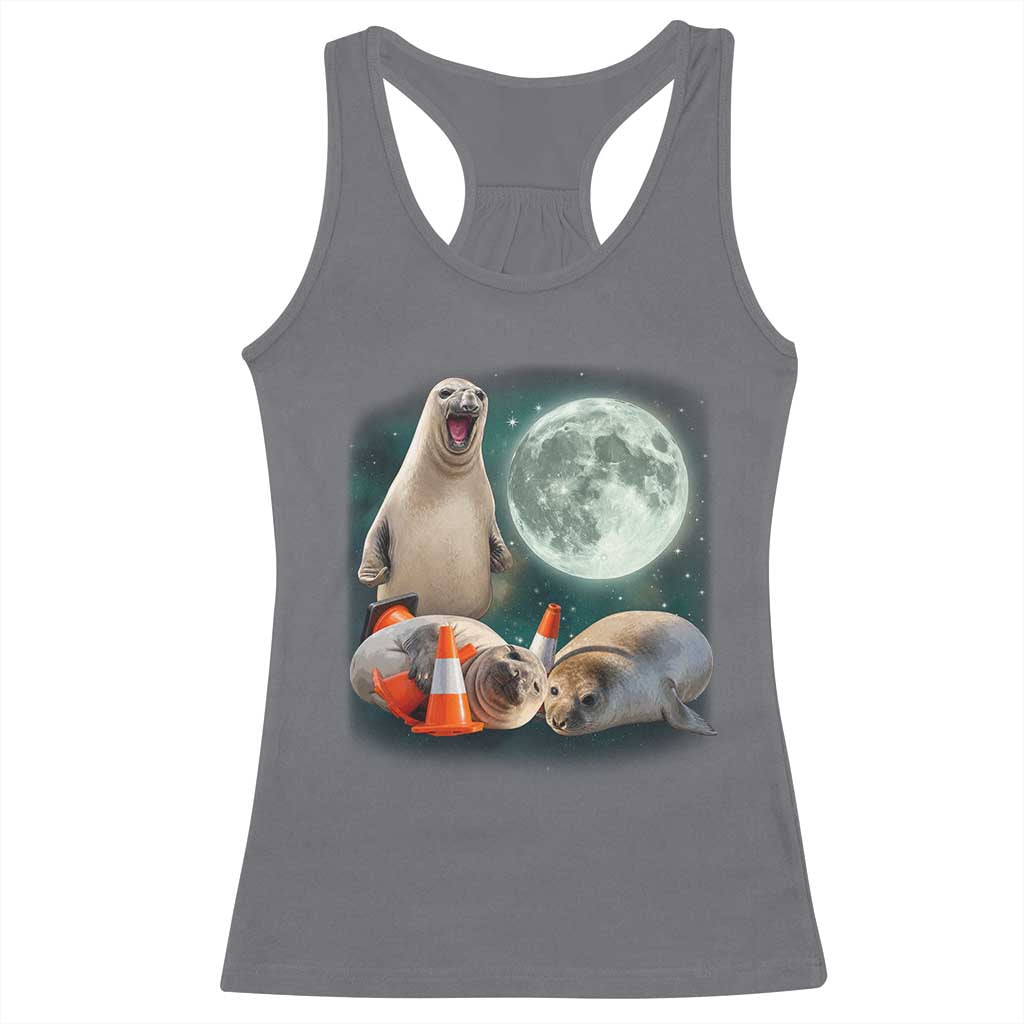 Funny Neil The Seal Howling at Moon 90s Retro Racerback Tank Top