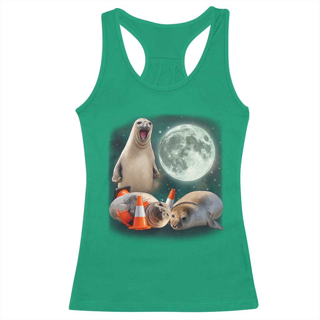 Funny Neil The Seal Howling at Moon 90s Retro Racerback Tank Top