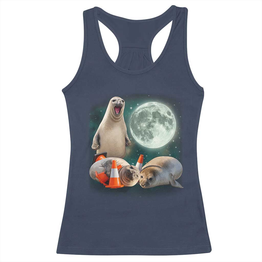 Funny Neil The Seal Howling at Moon 90s Retro Racerback Tank Top
