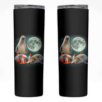 Funny Neil The Seal Howling at Moon 90s Retro Skinny Tumbler