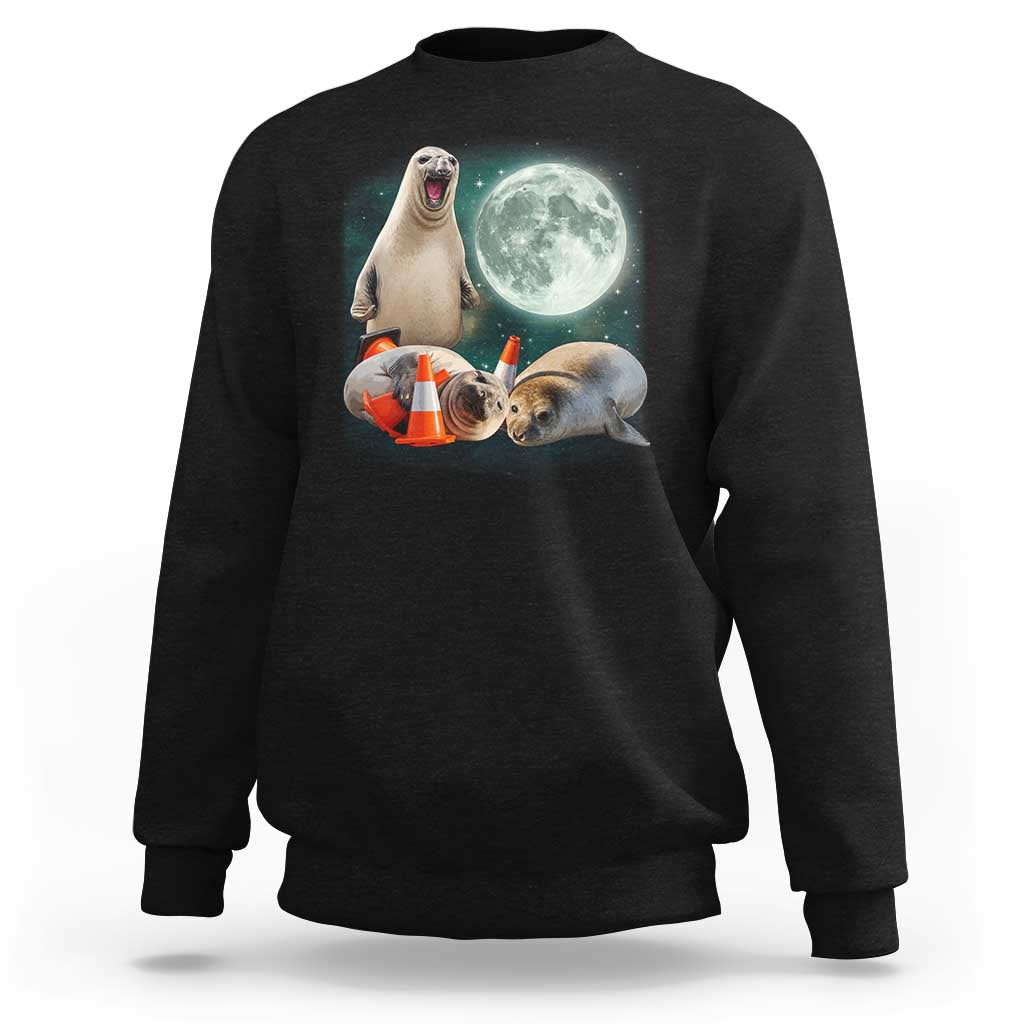 Funny Neil The Seal Howling at Moon 90s Retro Sweatshirt