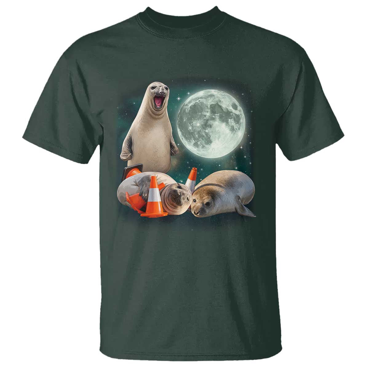 Funny Neil The Seal Howling at Moon 90s Retro T Shirt