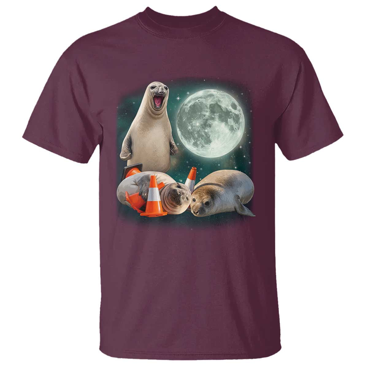 Funny Neil The Seal Howling at Moon 90s Retro T Shirt