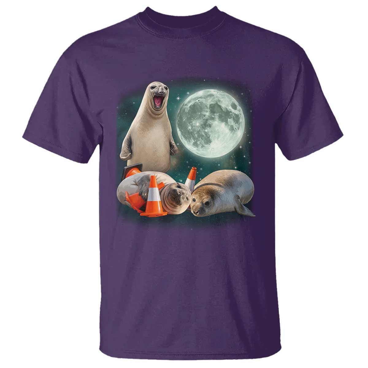 Funny Neil The Seal Howling at Moon 90s Retro T Shirt