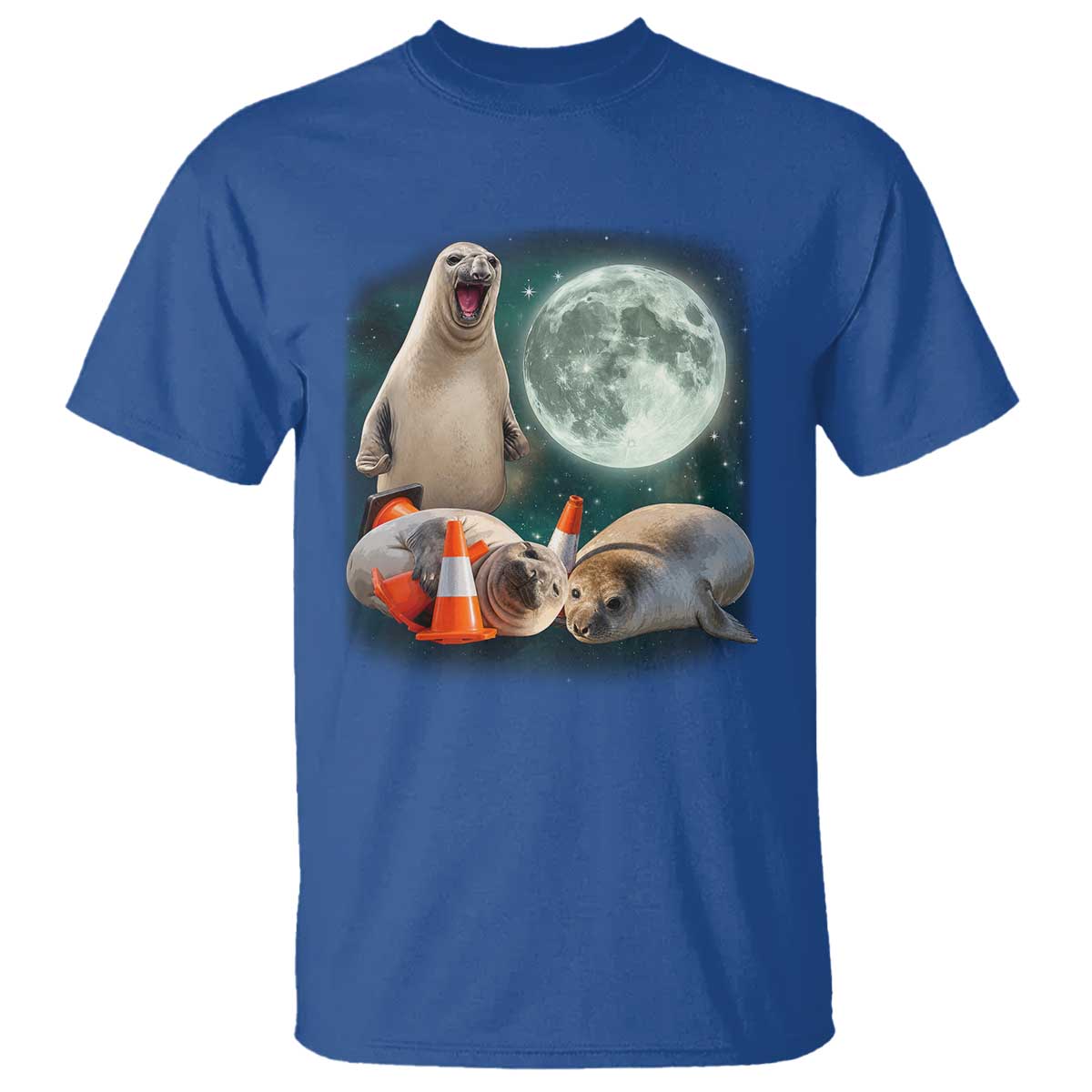Funny Neil The Seal Howling at Moon 90s Retro T Shirt
