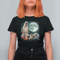 Funny Neil The Seal Howling at Moon 90s Retro T Shirt For Women