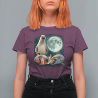Funny Neil The Seal Howling at Moon 90s Retro T Shirt For Women