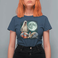 Funny Neil The Seal Howling at Moon 90s Retro T Shirt For Women