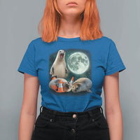 Funny Neil The Seal Howling at Moon 90s Retro T Shirt For Women
