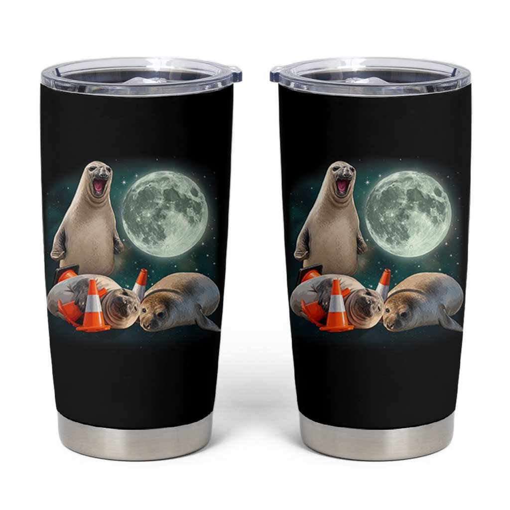 Funny Neil The Seal Howling at Moon 90s Retro Tumbler Cup