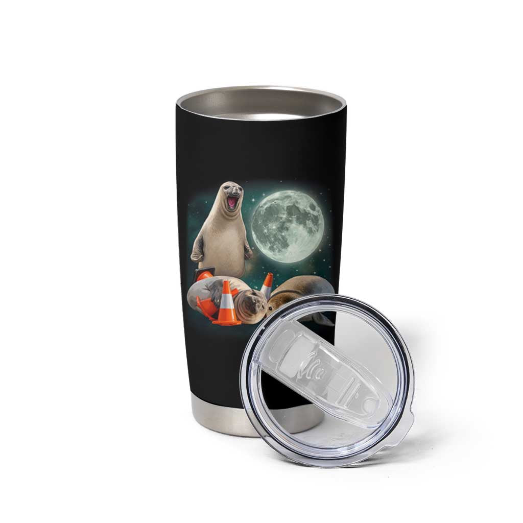Funny Neil The Seal Howling at Moon 90s Retro Tumbler Cup
