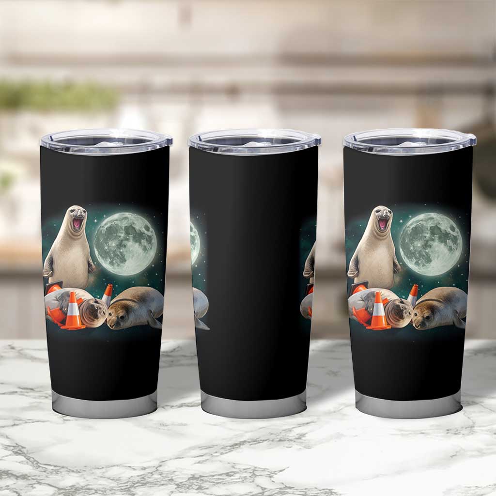 Funny Neil The Seal Howling at Moon 90s Retro Tumbler Cup