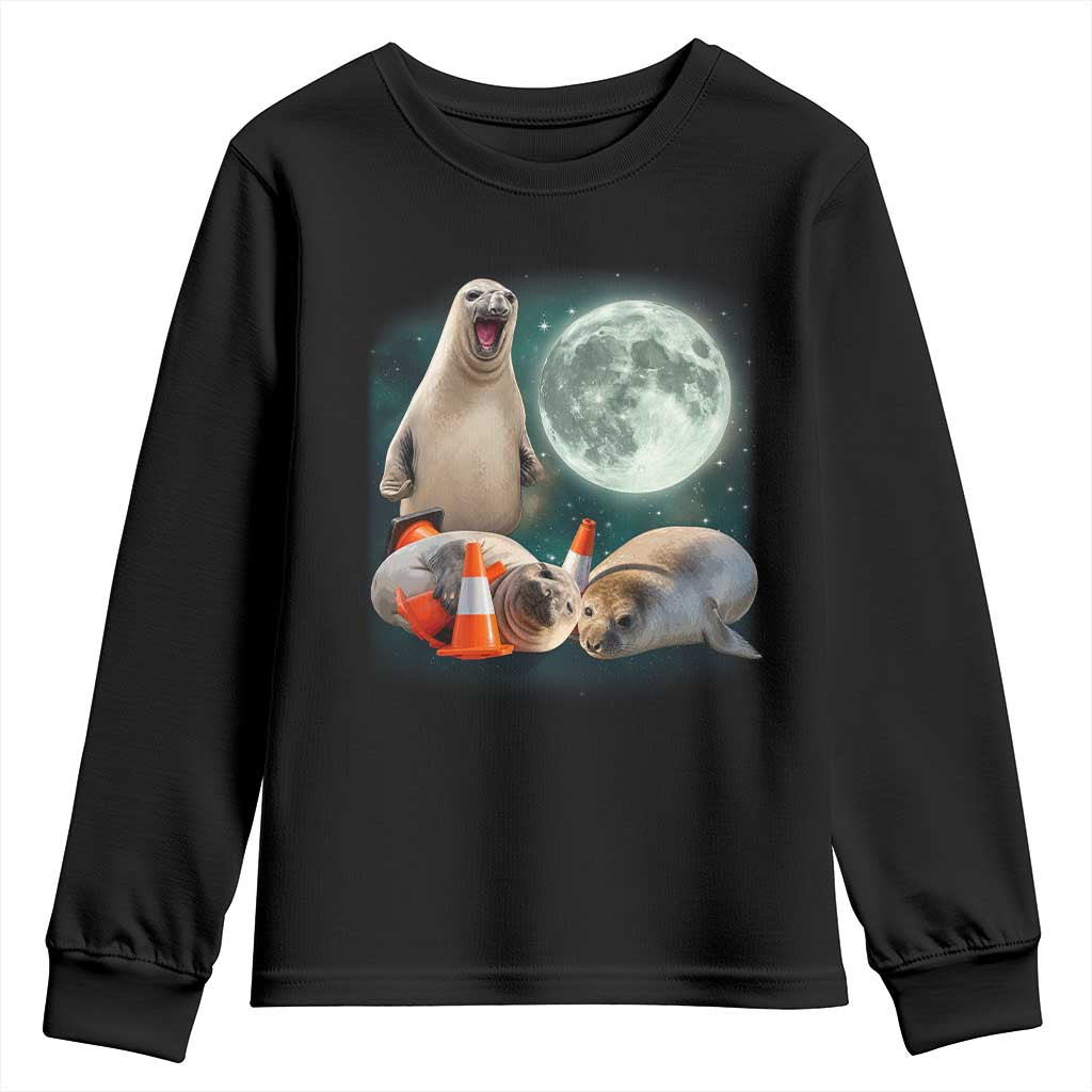 Funny Neil The Seal Howling at Moon 90s Retro Youth Sweatshirt