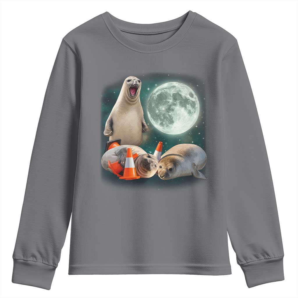 Funny Neil The Seal Howling at Moon 90s Retro Youth Sweatshirt