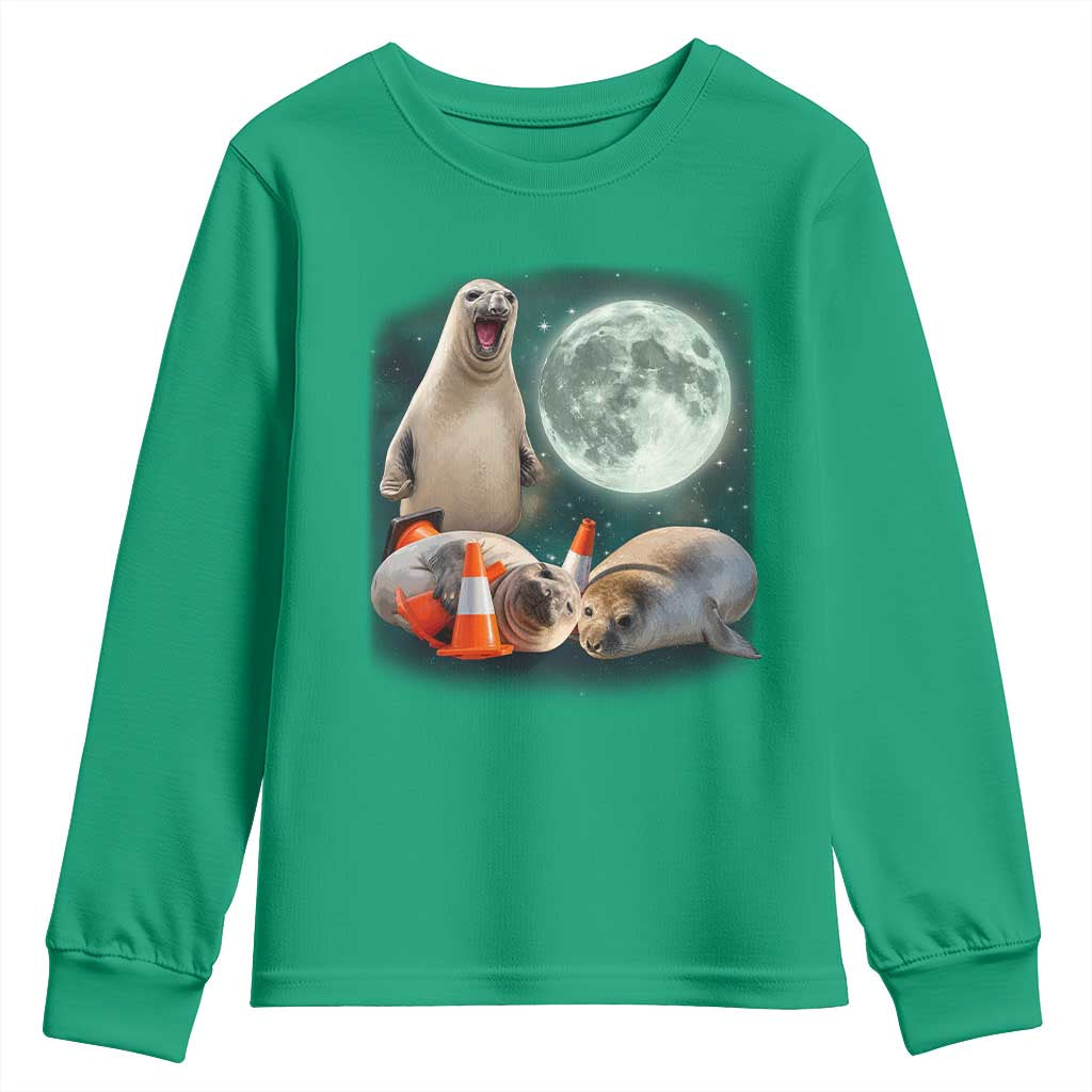 Funny Neil The Seal Howling at Moon 90s Retro Youth Sweatshirt