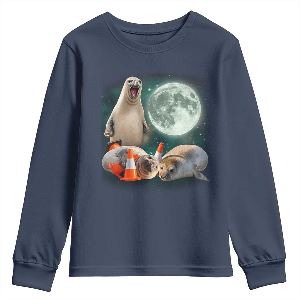 Funny Neil The Seal Howling at Moon 90s Retro Youth Sweatshirt
