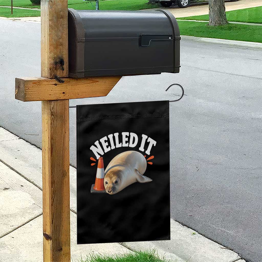 Neil The Seal Nailed It Garden Flag Funny Tasmania Elephant Seal Traffic Cone Meme Art