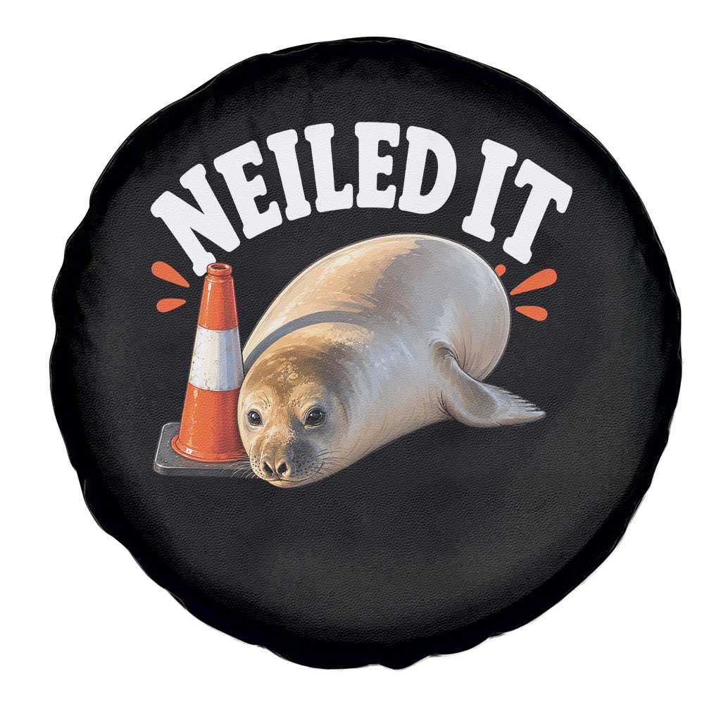 Neil The Seal Nailed It Spare Tire Cover Funny Tasmania Elephant Seal Traffic Cone Meme Art