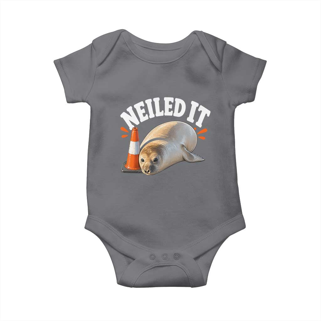 Neil The Seal Nailed It Baby Onesie Funny Tasmania Elephant Seal Traffic Cone Meme Art