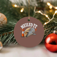 Neil The Seal Nailed It Ceramic Ornament Funny Tasmania Elephant Seal Traffic Cone Meme Art