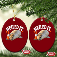 Neil The Seal Nailed It Ceramic Ornament Funny Tasmania Elephant Seal Traffic Cone Meme Art
