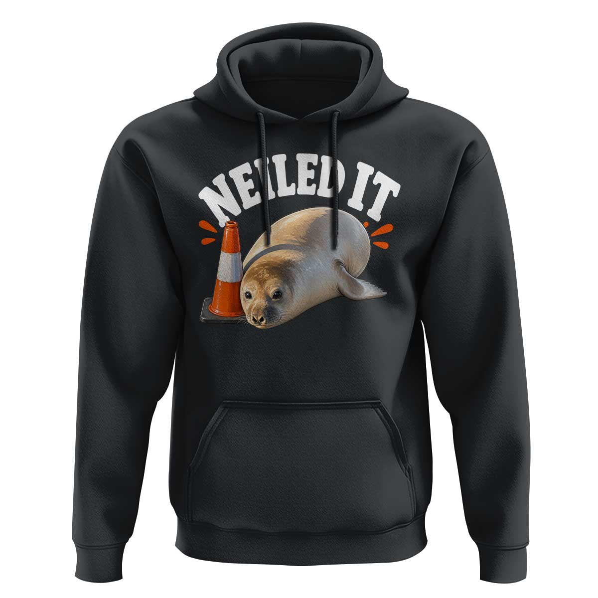 Neil The Seal Nailed It Hoodie Funny Tasmania Elephant Seal Traffic Cone Meme Art