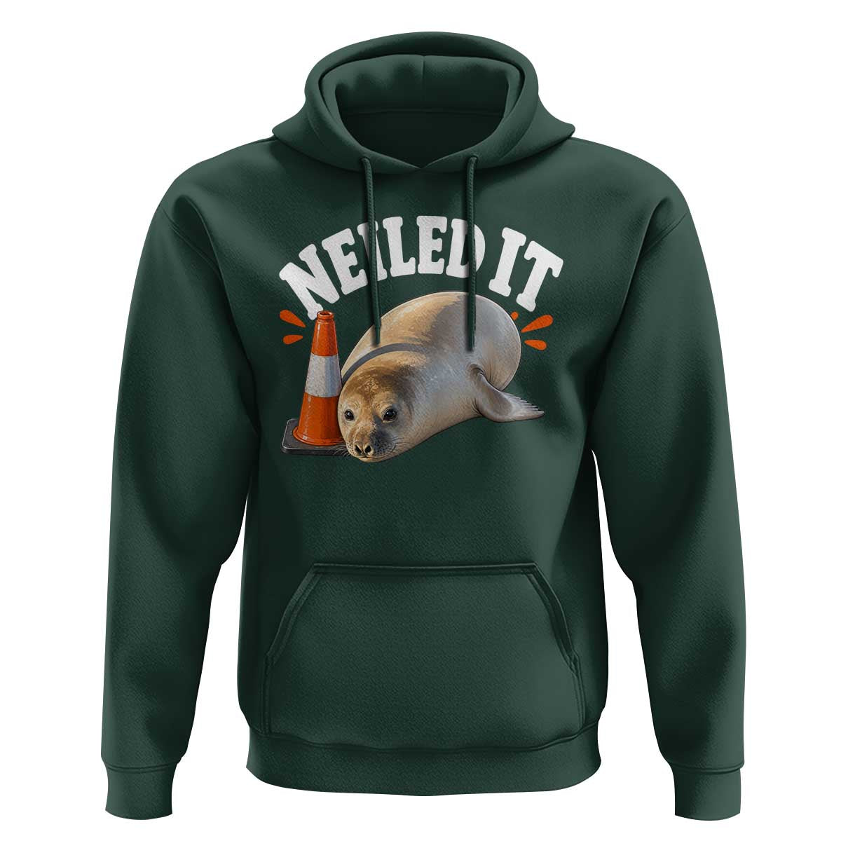 Neil The Seal Nailed It Hoodie Funny Tasmania Elephant Seal Traffic Cone Meme Art