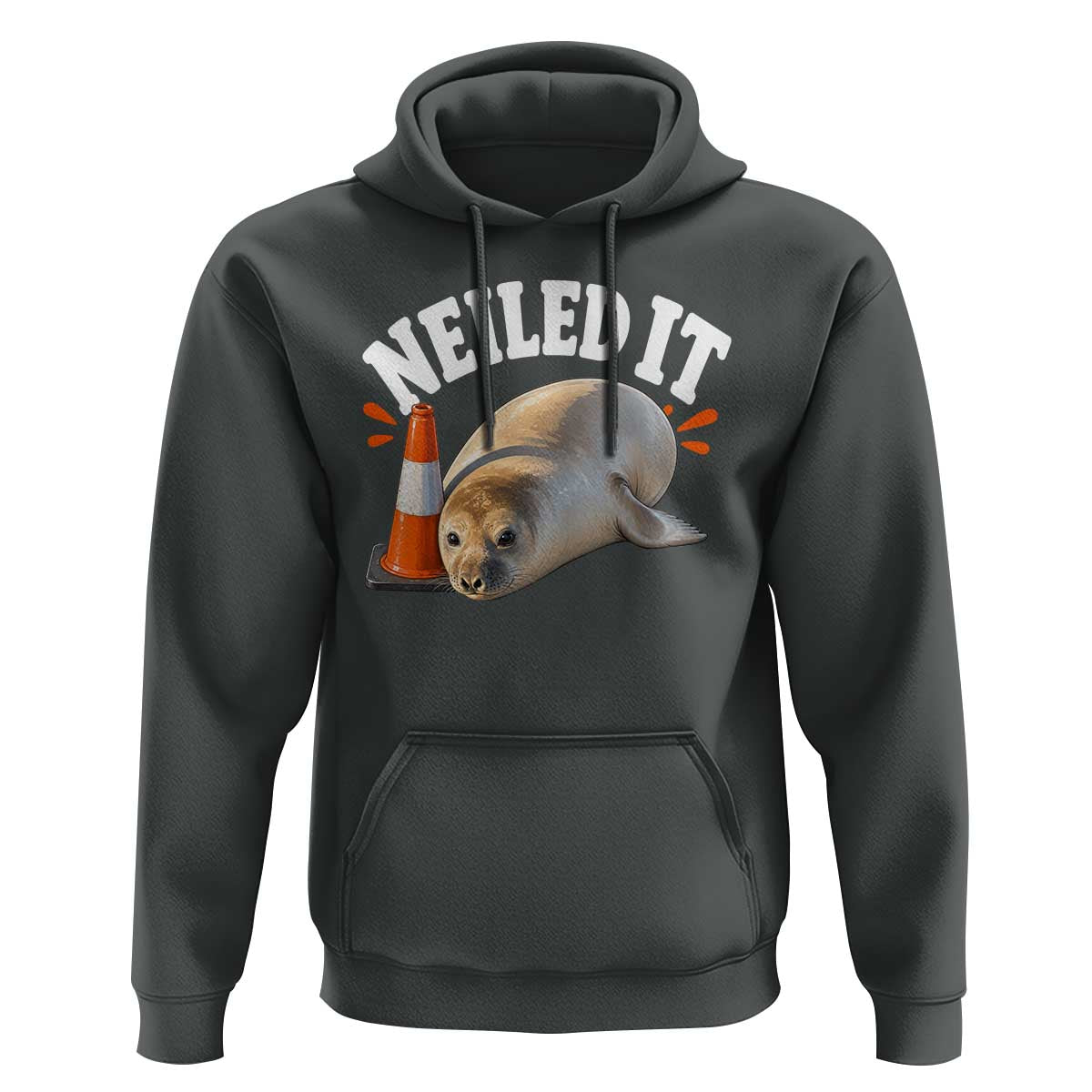 Neil The Seal Nailed It Hoodie Funny Tasmania Elephant Seal Traffic Cone Meme Art
