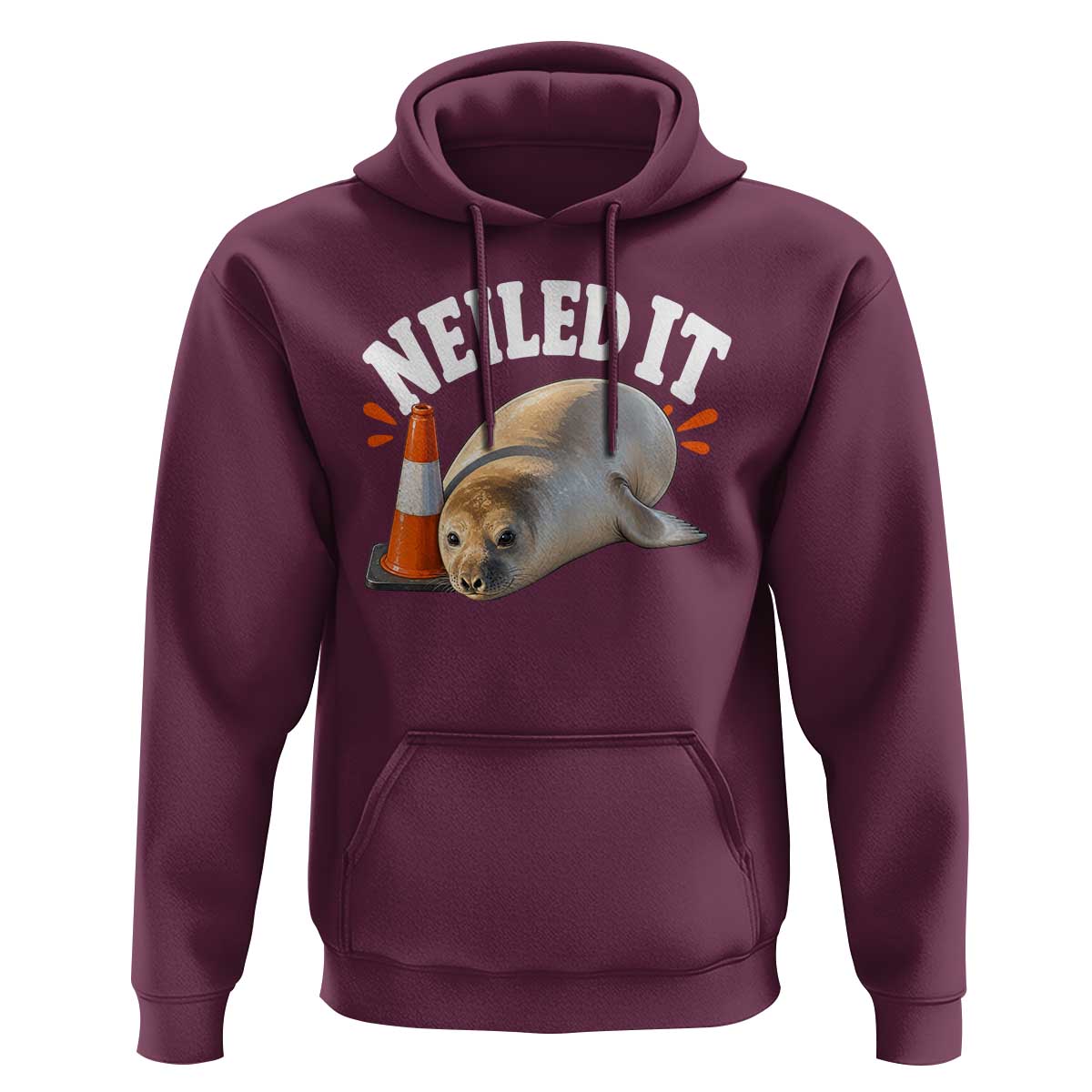 Neil The Seal Nailed It Hoodie Funny Tasmania Elephant Seal Traffic Cone Meme Art