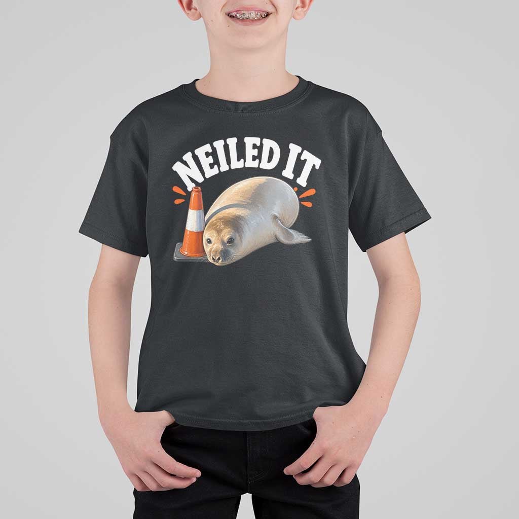 Neil The Seal Nailed It T Shirt For Kid Funny Tasmania Elephant Seal Traffic Cone Meme Art