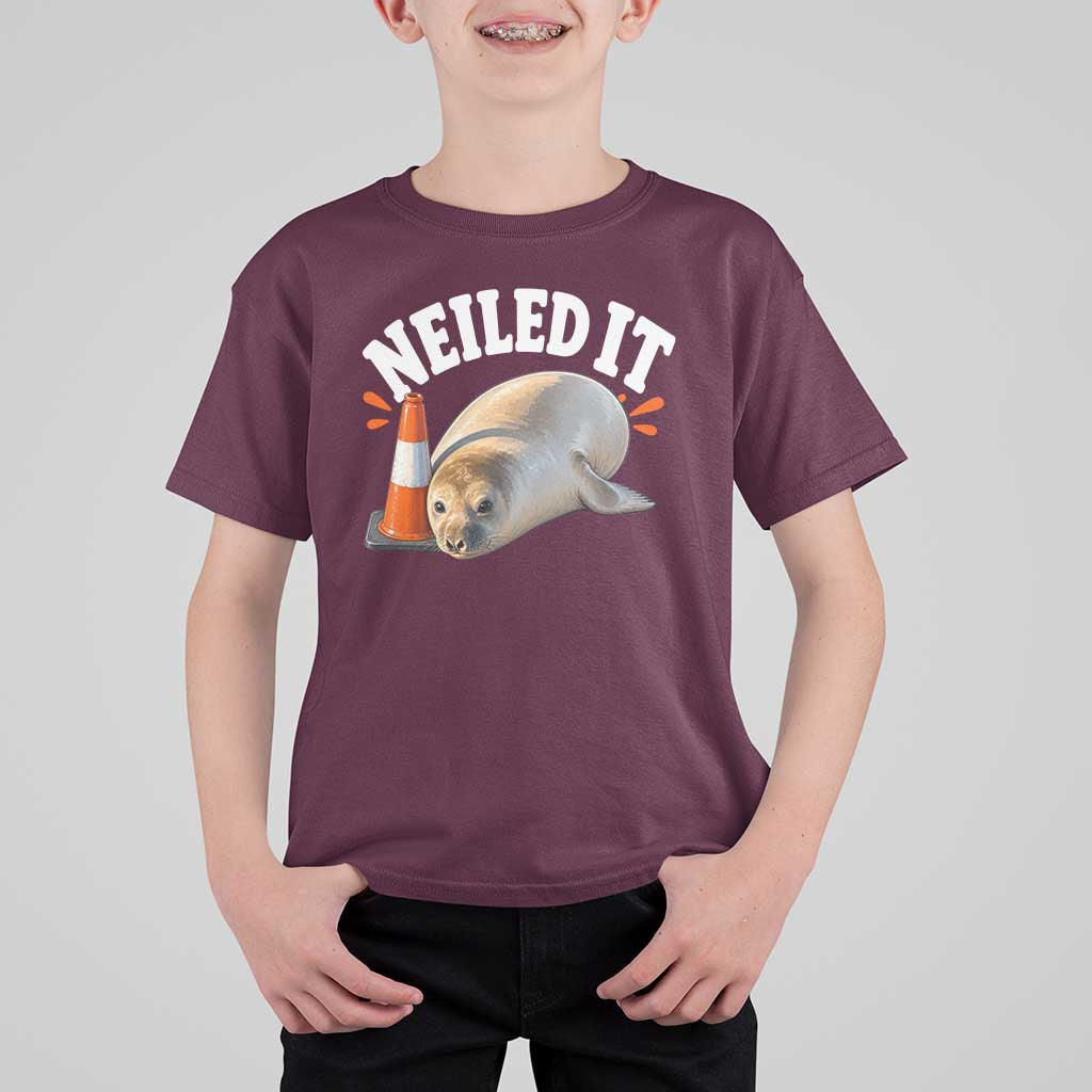 Neil The Seal Nailed It T Shirt For Kid Funny Tasmania Elephant Seal Traffic Cone Meme Art