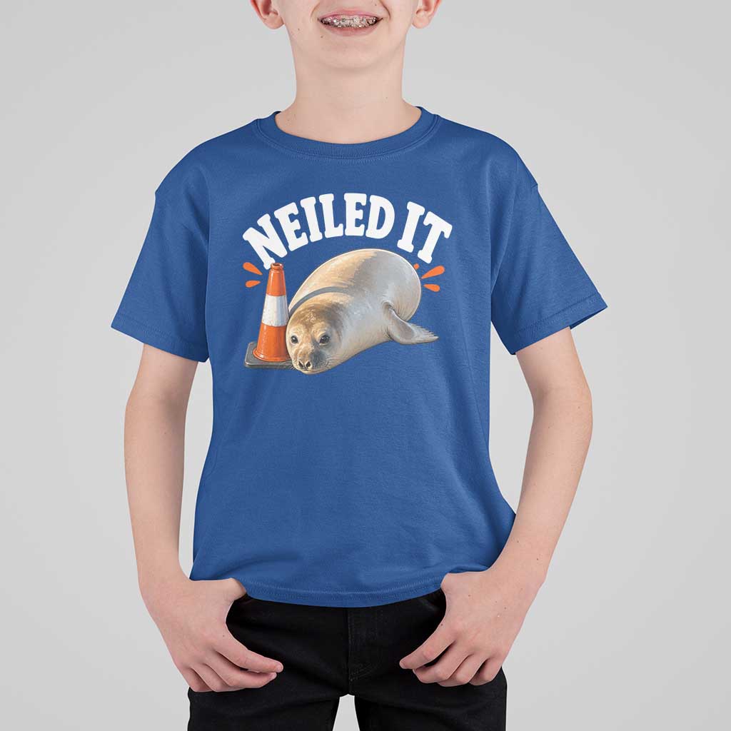 Neil The Seal Nailed It T Shirt For Kid Funny Tasmania Elephant Seal Traffic Cone Meme Art