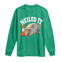 Neil The Seal Nailed It Long Sleeve Shirt Funny Tasmania Elephant Seal Traffic Cone Meme Art