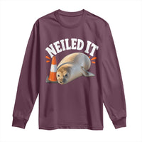 Neil The Seal Nailed It Long Sleeve Shirt Funny Tasmania Elephant Seal Traffic Cone Meme Art
